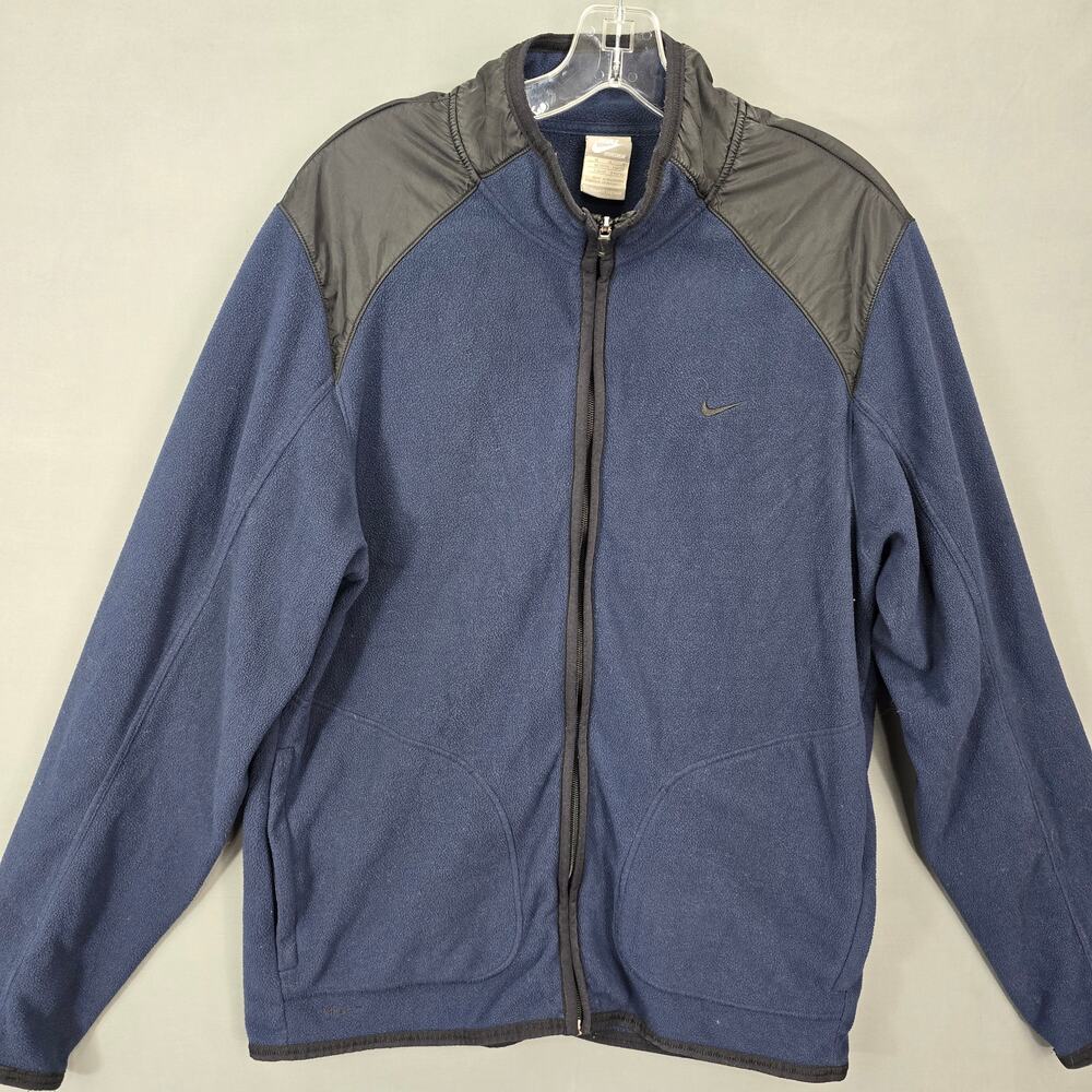 Nike Sportswear Blue Fleece Jacket Long Sleeves Full Zip Men Size M Pockets Coat